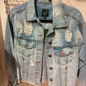 wild fable Light Wash Distressed Denim Jacket